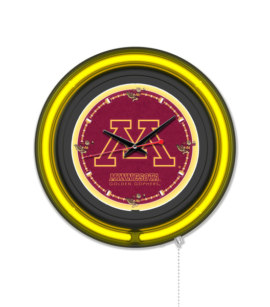 University of Minnesota Black Case Neon Clock