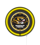 University of Missouri Black Case Neon Clock