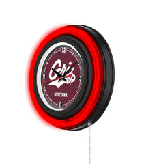 University of Montana Black Case Neon Clock