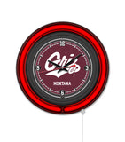University of Montana Black Case Neon Clock