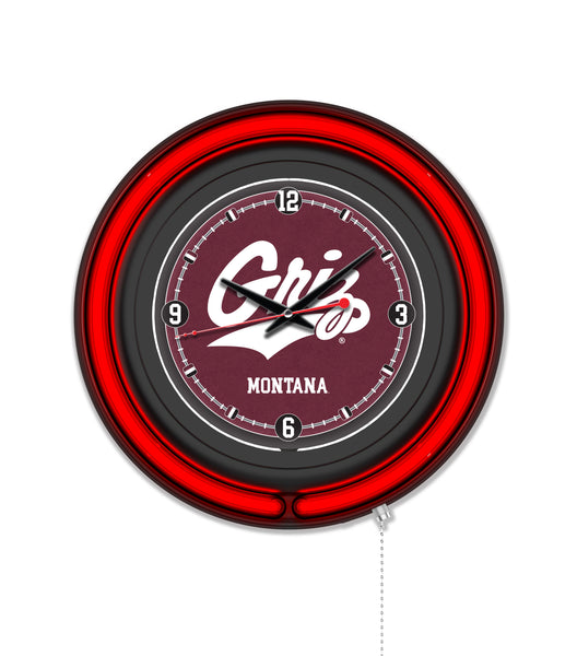 University of Montana Black Case Neon Clock