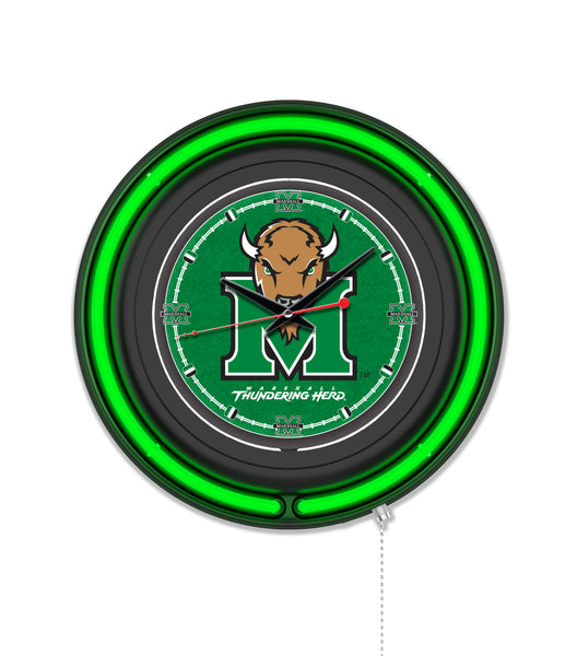 Marshall University Black Case Neon Clock