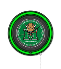 Marshall University Black Case Neon Clock