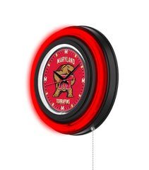 University of Maryland Black Case Neon Clock