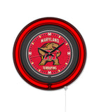 University of Maryland Black Case Neon Clock