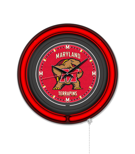 University of Maryland Black Case Neon Clock