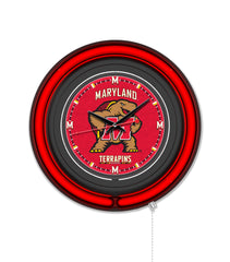 University of Maryland Black Case Neon Clock