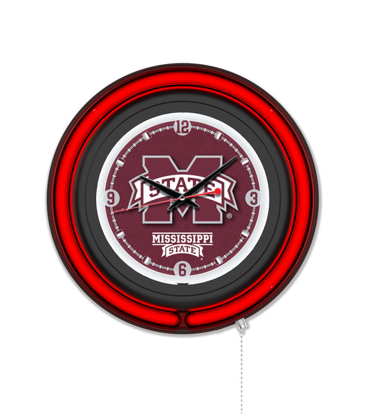 Mississippi State University Black Case Neon Clock