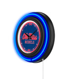 University of Mississippi Black Case Neon Clock