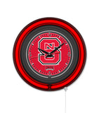 North Carolina State University Black Case Neon Clock