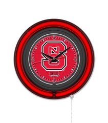 North Carolina State University Black Case Neon Clock