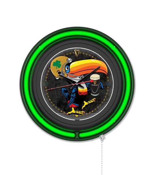 Notre Dame -Guinness (Toucan) Black Case Neon Clock