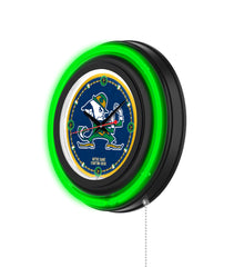 Notre Dame (Leprechaun) Black Case Neon Clock