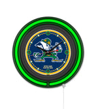 Notre Dame (Leprechaun) Black Case Neon Clock