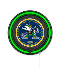 Notre Dame (Leprechaun) Black Case Neon Clock