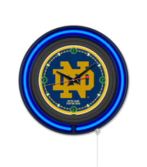 Notre Dame (ND) Black Case Neon Clock