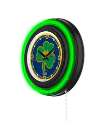 Notre Dame (Shamrock) Black Case Neon Clock