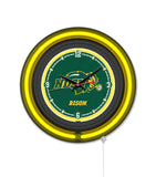North Dakota State University 15" Black Case Neon Clock
