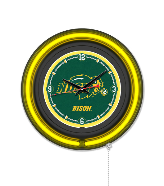 North Dakota State University 15" Black Case Neon Clock