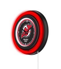 New Jersey Devils Black Case Neon Clock