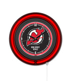 New Jersey Devils Black Case Neon Clock