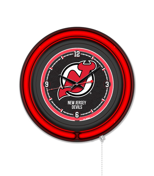 New Jersey Devils Black Case Neon Clock