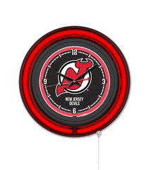 New Jersey Devils Black Case Neon Clock