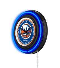 New York Islanders Black Case Neon Clock