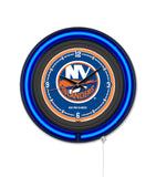 New York Islanders Black Case Neon Clock