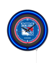 New York Rangers Black Case Neon Clock