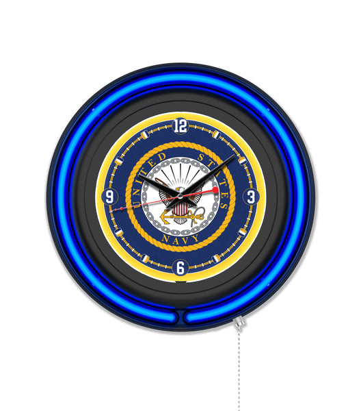 United States Navy Black Case Neon Clock