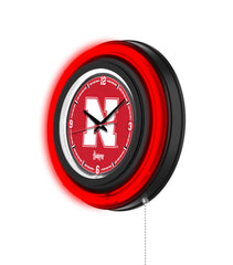University of Nebraska Black Case Neon Clock