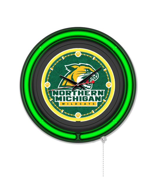 Northern Michigan University Black Case Neon Clock