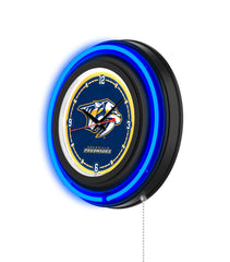 Nashville Predators Black Case Neon Clock