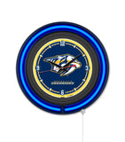 Nashville Predators Black Case Neon Clock