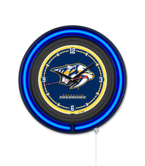 Nashville Predators Black Case Neon Clock