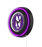 Northwestern University Black Case Neon Clock