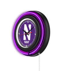 Northwestern University Black Case Neon Clock