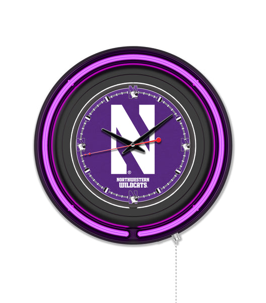 Northwestern University Black Case Neon Clock