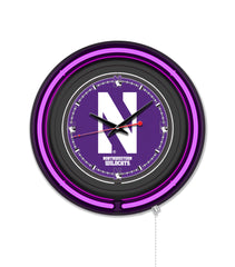 Northwestern University Black Case Neon Clock