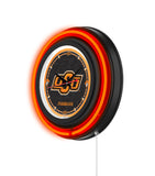 Oklahoma State University Black Case Neon Clock