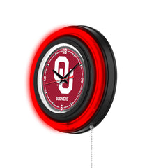 Oklahoma University Black Case Neon Clock