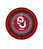 Oklahoma University Black Case Neon Clock