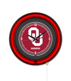Oklahoma University Black Case Neon Clock