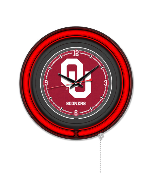 Oklahoma University Black Case Neon Clock