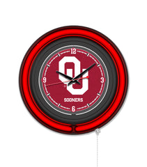 Oklahoma University Black Case Neon Clock