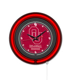 Oklahoma University Black Case Neon Clock