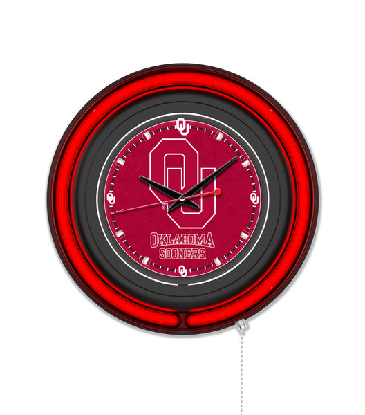 Oklahoma University Black Case Neon Clock