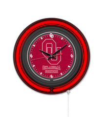 Oklahoma University Black Case Neon Clock