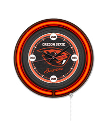 Oregon State University Black Case Neon Clock